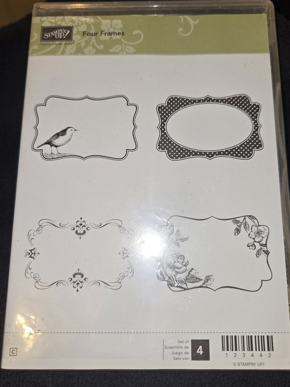 Stampin' Up! Four Frames Decorative Stamp Set - White & Olive